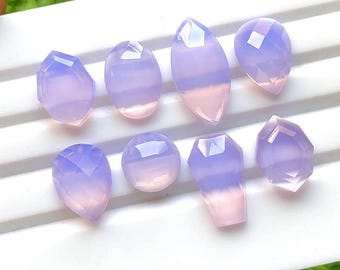 Lavender Quartz Fancy Cut Mix Shape With Flat Back Gemstone 8 Pieces Lot For Jewelry Making | Size : 20-10 MM | AAA+ Lavender Quartz - 32545