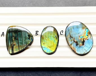 RARE Natural Metallic Labradorite Cabochon Loose Gemstone For Jewelry Making, NEW Natural Metallic Labradorite For Wire Wrap - 28642-28644