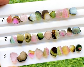 Selected Multi Watermelon Tourmaline Slices 10 Pieces Gemstone Lot For Jewelry Making,  Natural Multi Tourmaline Slices Lot - 33122-33124
