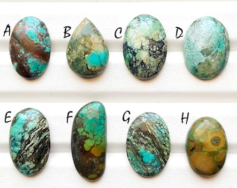 Natural Tibetan Turquoise Cabochon Loose Gemstone For Jewelry Making, AAA+ Tibetan Turquoise For Handmade Jewelry & Wire Wrap - 23678-23685