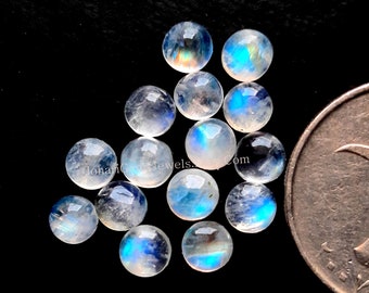 Rainbow Moonstone Round Cabochon Gemstone 15 Pieces Lot | Size : 5 MM | Natural AAA+ Rainbow Moonstone Cabochon Used For Handmade Jewelry