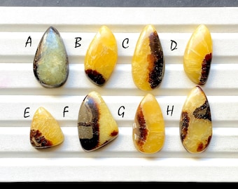 Beautiful Yellow Septarian Cabochon Loose Gemstone For Jewelry Making, AAA+ Natural Yellow Septarian Gemstone For Wire Wrap - 32965-32972