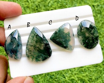 Moss Agate Cabochon Loose Gemstone For Jewelry Making, AAA+ Natural Moss Agate Cabochon For Handmade Jewelry and Wire Wrap - 37276-37279