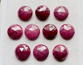 Natural Ruby Gemstone 10 MM  Rose Cut Round With Flat Back 10 Pieces Lot For Jewelry Making, AAA+ Ruby Rose Cut Round For Handmade Jewelry