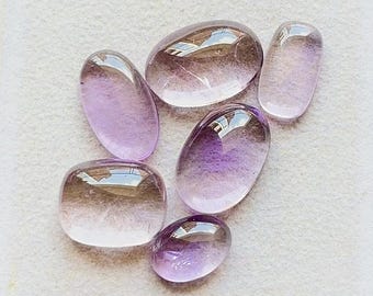 Pink Amethyst Cabochon Loose Gemstone 6 Pieces Lot | Size : 17-12 MM | AAA+ Natural Pink Amethyst Cabochon Lot For Handmade Jewelry - 29125