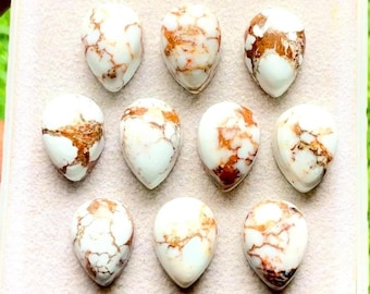 New Wild Horse Jasper 10x14 MM Pear Shape Smooth Calibrated Cabochon With Flat Back Loose Gemstone 10 Pieces Lot For Jewelry Making