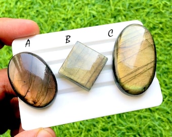 Golden Ember Labradorite Cabochon Loose Gemstone For Jewelry Making, AAA+ Natural Natural Smoky Bronze Flash Labradorite - 35116-35118