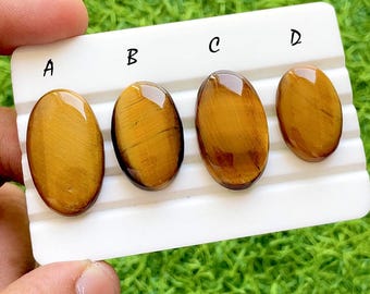Golden Tiger Eye Cabochon Loose Gemstone For Jewelry Making, AAA+ Natural Golden Tiger's Eye For Handmade Jewelry & Wire Wrap - 36921-36924