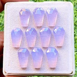 Lavender Quartz 10X16 MM Rose Cut Coffin Shape With Flat Back Gemstone 10 Pieces Lot, AAA+ Natural Lavender Quartz Used For Jewelry Making