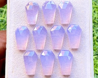 Lavender Quartz 10X16 MM Rose Cut Coffin Shape With Flat Back Gemstone 10 Pieces Lot, AAA+ Natural Lavender Quartz Used For Jewelry Making