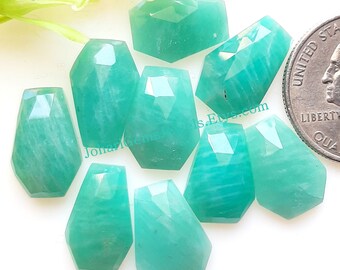 Natural Green Amazonite Coffin Shape Rose Cut Gemstone - Amazonite Coffin Shape Gemstone 5 Pieces Lot For Jewelry Making, Pendant, Ring
