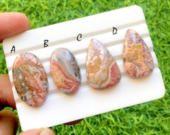 Desert Rose Vein Rhodochrosite Cabochon For Wire Wrap, AAA+ Natural Pink Blush Rhodochrosite Cabochon For Jewelry Making - 36504-36507