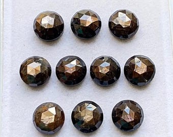 RARE Golden Sapphire Rose Cut Round Flat Back Gemstone 10 Pieces Lot | Size : 10 MM | Natural Golden Sapphire Round Used For Jewelry Making