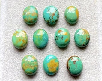 Kingman Turquoise 8x10 MM Calibrated Oval Shape Gemstone 10 Pieces Lot, AAA+ Natural Kingman Turquoise With Flat Back For Handmade Jewelry