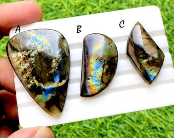 Big Finland Spectrolite Labradorite Cabochon Loose Gemstone, AAA+ Spectrolite Labradorite For Handmade Jewelry and Wire Wrap - 34894-34896