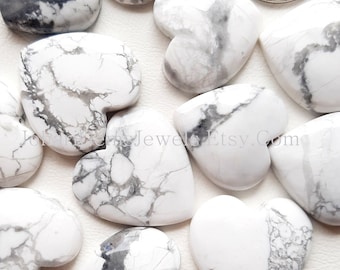Natural Howlite Heart Shape Cabochon Wholesale Lot By Weight With Different Sizes For Jewelry Making