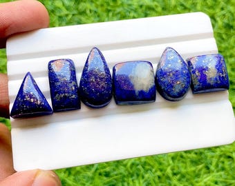 Lapis Lazuli Cabochon 6 Pieces Loose Gemstone Lot | Size : 24-16 MM | AAA+ Natural Lapis Lazuli Cabochon For Handmade Jewelry - 34388