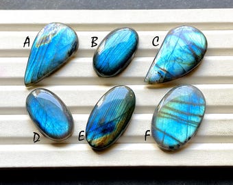 BIG Blue Labradorite Cabochon Loose Gemstone For Jewelry Making, AAA+ Natural Big Blue Labradorite Gemstone For Wire Wrap - 33868-33873