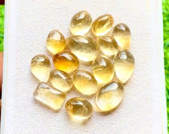 Selected Citrine Small Cabochon Loose Gemstone 15 Pieces Lot For Jewelry Making | Size : 12-9 MM | AAA+ Natural Citrine Cabochon - 29972
