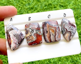 New Fordite Crazy Lace Agate Cabochon Set For Wire Wrap, Natural Fordite Crazy Lace Pattern Gemstone, Jewelry Making Supply - 38145-38148