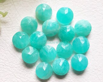Amazonite Rose Cut Round With Flat Back 15 Pieces Gemstone Lot | Size : 6 MM | Natural AAA+ Quality Gemstone Used For Jewelry Making