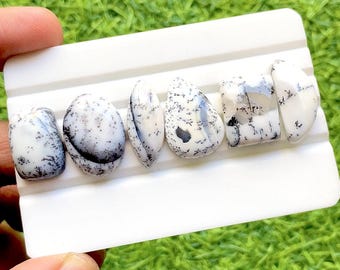 Dendritic Opal Cabochon Loose Gemstone 6 Pieces Lot | Size : 23-18 MM | AAA+ Natural Dendritic Opal For Handmade Jewelry - 33422
