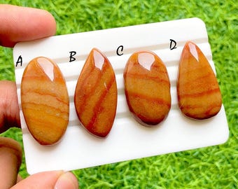 Imperial Sahara Seam Agate Cabochon For Wire Wrap, Rare Moroccan Earthfire Cabochons, Luxury Designer Jewelry Gemstones - 37095-37098