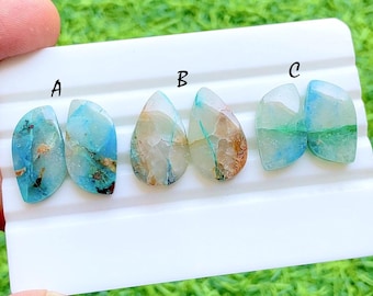 NEW Shattuckite Pair Cabochon Loose Gemstone For Jewelry Making, AAA+ Natural Shattuckite Matching Pair Cabochon For Earrings - 40104-40109