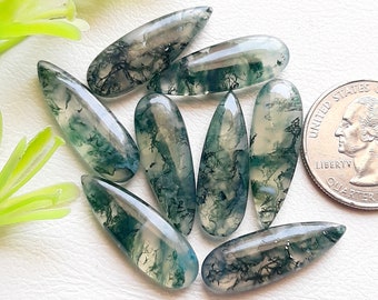 Natural Moss Agate Smooth Pear Shape Briollete - Top Quality Moss Agate Briollete Gemstone 2 Pieces Lot For Jewelry Making, Pendant, Earring