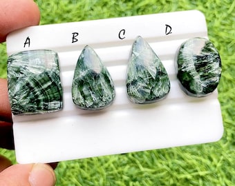 NEW Seraphinite Cabochon Loose Gemstone For Jewelry Making, AAA+ Natural Seraphinite For Handmade Jewelry And Wire Wrap - 34748-34751
