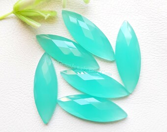 New Paraiba Onyx Marquise Shape Rose Cut Gemstone 6 Pieces Lot | Size : 10x30 MM | AAA+ Paraiba Onyx With Flat Back For Jewelry Making