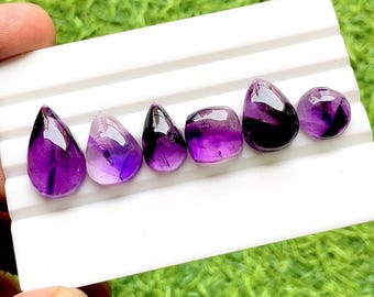 Trapiche Amethyst Star Cabochon Loose Gemstone 6 Pieces Lot | Size 21-12 MM | AAA+ Natural Trapiche Amethyst  For Handmade Jewelry  - 32888