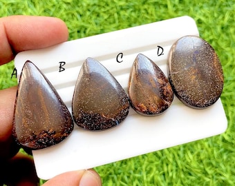 SELECTED Boulder Opal Cabochon For Wire Wrap, Natural Ironstone Fire Veins Brown Sparkle Gemstones For Jewelry Making - 36132-36135