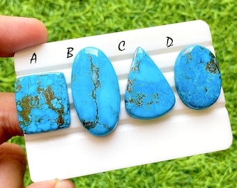 Sky Reef Dyed Magnesite Turquoise Cabochon For Wire Wrap, Bright Blue Turquoise Look Designer Cabochons For Jewelry Making - 36828-36831