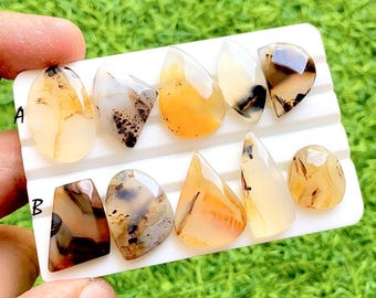 NEW Yellowstone River Montana Agate 5 Pieces Cabochon Lot For Jewelry Making, AAA+ Montana Agate Cabochon For Handmade Jewelry - 37749-37750