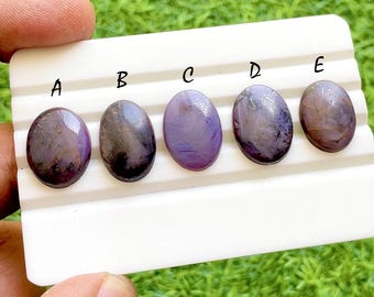 Mystic Glow Star Ruby Loose Gemstone Cabochon, Natural Burgundy Purple Corundum, Smooth Designer Gemstones For Jewelry Making - 37988-37992