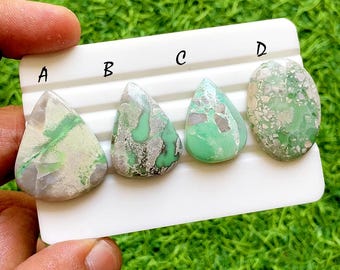 Green Variscite Cabochon Loose Gemstone For Jewelry Making, AAA+ Natural Earth Matrix Variscite Gemstone For Wire Wrap - 38010-38013