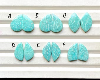 SELECTED Amazonite Pair Cabochon Gemstone For Handmade Jewelry, AAA+ Natural Amazonite Gemstone Matching Pairs For Earrings - 32447-32452
