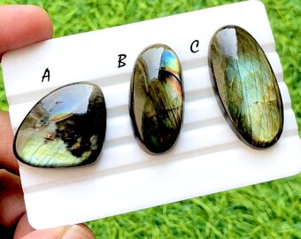 Big Finland Spectrolite Labradorite Cabochon Loose Gemstone, AAA+ Spectrolite Labradorite For Handmade Jewelry and Wire Wrap - 34891-34893