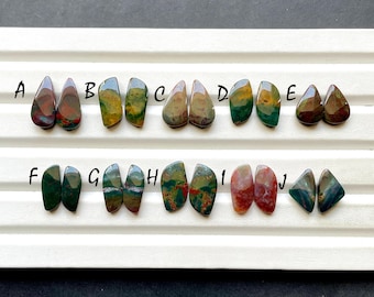 NEW Bloodstone Pair Cabochon Loose Gemstone For Jewelry Making, AAA+ Natural Bloodstone Matching Pair Cabochon For Earrings - 29224-29233