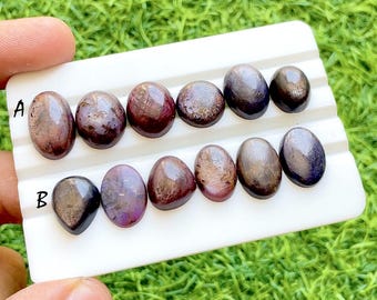 Mystic Glow Star Ruby Loose Cabochon Parcels, Natural Burgundy Purple Corundum, Smooth Designer Gemstones For Jewelry Making - 37546-37547