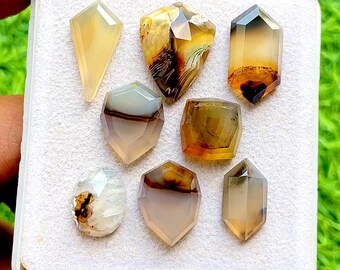 Montana Agate Fancy Cut Mix Shape With Flat Back Gemstone 8 Pieces Lot For Jewelry Making | Size : 20-13 MM | AAA+ Montana Agate Lot - 35539