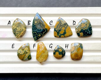 NEW Ocean Jasper Cabochon Loose Gemstone For Jewelry Making, AAA+ Natural Ocean Jasper Gemstone Cabochon For Wire Wrap - 31672-31679