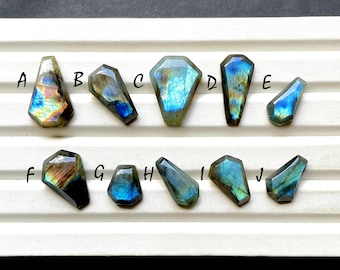 Labradorite Coffin Shape Cabochon Loose Gemstone For Jewelry Making, AAA+ Multi Labradorite For Handmade Jewelry and Wire Wrap - 28904-28913