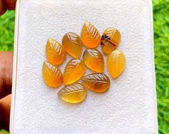 Montana Agate Hand Carved Leaf 8X12 MM With Flat Back Gemstone 10 Pieces Lot, AAA+ Natural Montana Agate Gemstone For Jewelry Making