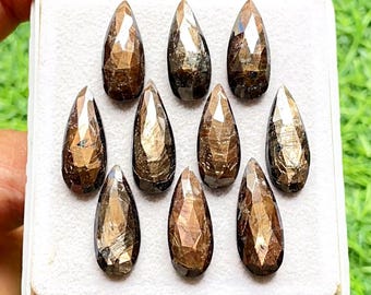Golden Sapphire 8X30 MM Rose Cut Pear Shape With Flat Back Gemstone 5 Pieces Lot, AAA+ Natural Golden Sapphire Used For Jewelry Making
