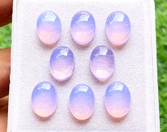 Lavender Quartz 10x14 MM Oval Shape Smooth Cabochon With Flat Back Gemstone 8 Pcs Lot, AAA+ Natural Lavender Quartz Used For Jewelry Making