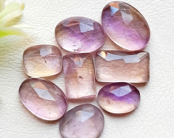 Selected Ametrine Rose Cut Slice With Flat Back Gemstone 8 Pieces Lot | Size : 16-11 MM | Natural Ametrine Used For Jewelry Making - 19761