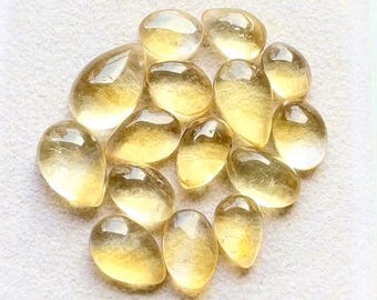 New Golden Citrine Small Cabochon Loose Gemstone 15 Pieces Lot For Jewelry Making | Size : 13-8 MM | AAA+ Natural Citrine Cabochon - 29970