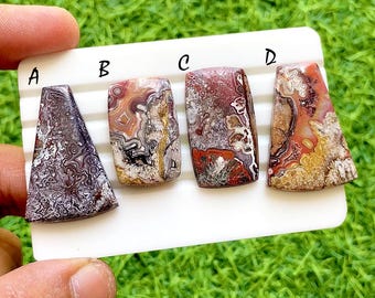 New Fordite Crazy Lace Agate Cabochon Set For Wire Wrap, Natural Fordite Crazy Lace Pattern Gemstone, Jewelry Making Supply - 38141-38144